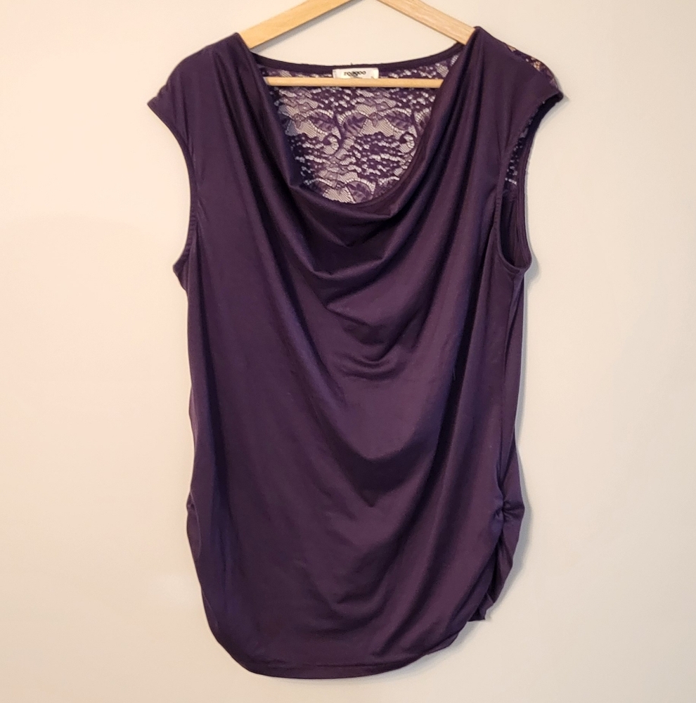 Elegant Purple Lace-Back Women's Top